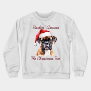 Christmas Boxer Dog in Santa Hat Crewneck Sweatshirt